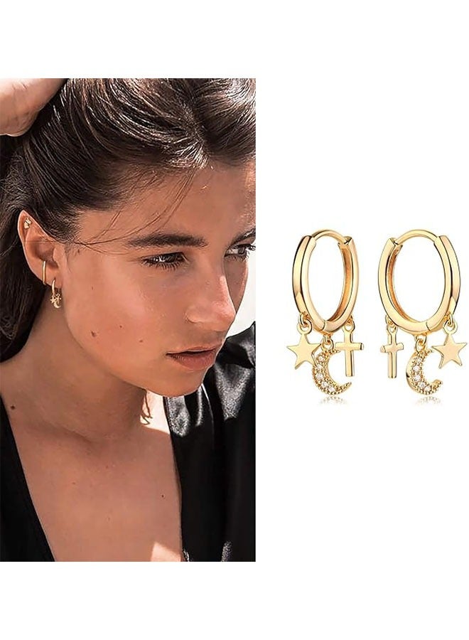 ميفيكو المرأة هاجي أقراط الذهب هوب 14K الذهب شغل صغيرة بسيطة اليدوية هيبوالرجينيك مجوهرات يومية - Image 3