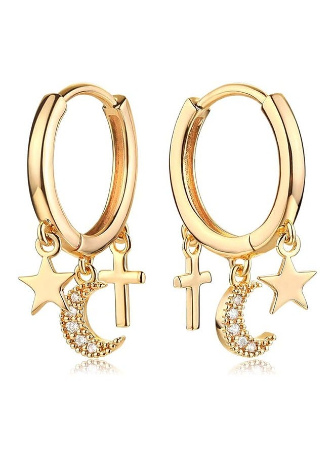 ميفيكو المرأة هاجي أقراط الذهب هوب 14K الذهب شغل صغيرة بسيطة اليدوية هيبوالرجينيك مجوهرات يومية - Image 1