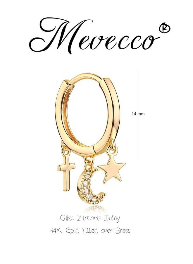 ميفيكو المرأة هاجي أقراط الذهب هوب 14K الذهب شغل صغيرة بسيطة اليدوية هيبوالرجينيك مجوهرات يومية - Image 4