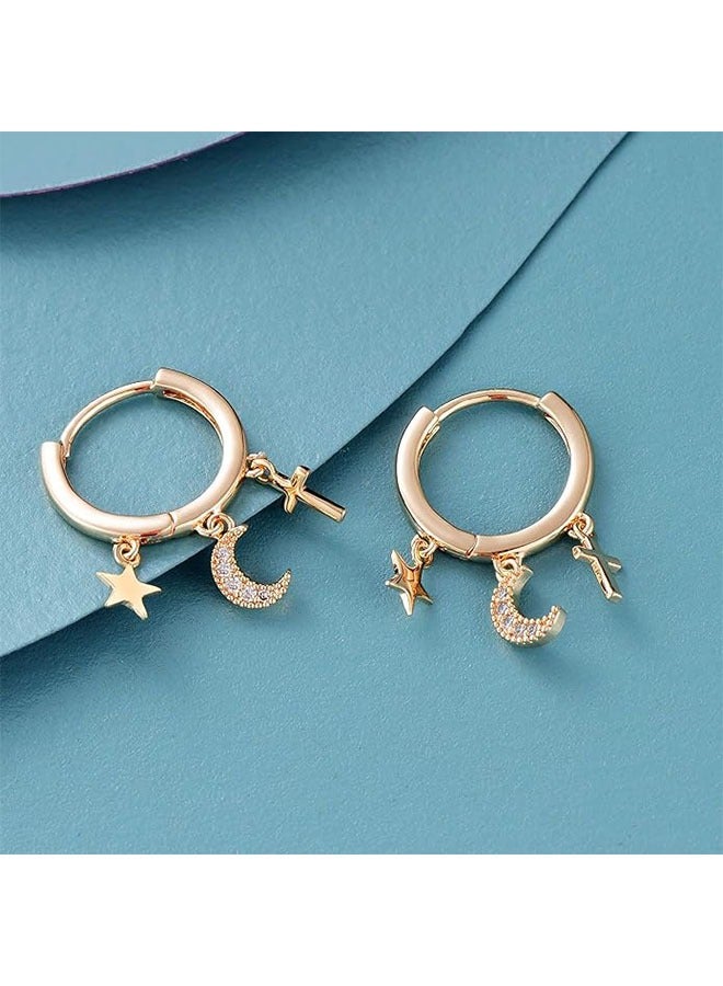 ميفيكو المرأة هاجي أقراط الذهب هوب 14K الذهب شغل صغيرة بسيطة اليدوية هيبوالرجينيك مجوهرات يومية - Image 5