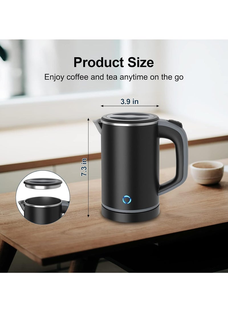 Generic - Travel Kettle Lightweight Small,800ml Kettles Electric Stainless Steel Electric Kettles Fast Boil Quiet Electric Kettles for Business Trip, Travel (Black) - Image 1