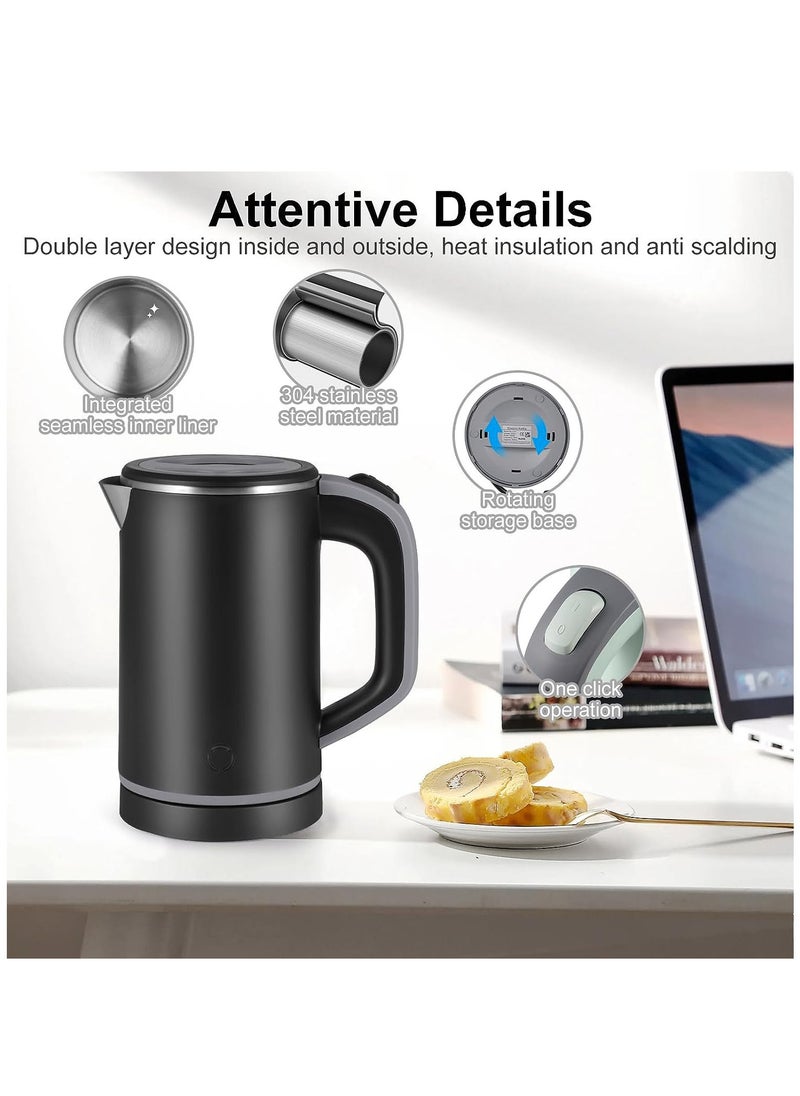 Generic - Travel Kettle Lightweight Small,800ml Kettles Electric Stainless Steel Electric Kettles Fast Boil Quiet Electric Kettles for Business Trip, Travel (Black) - Image 1