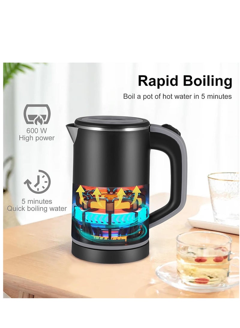 Generic - Travel Kettle Lightweight Small,800ml Kettles Electric Stainless Steel Electric Kettles Fast Boil Quiet Electric Kettles for Business Trip, Travel (Black) - Image 1