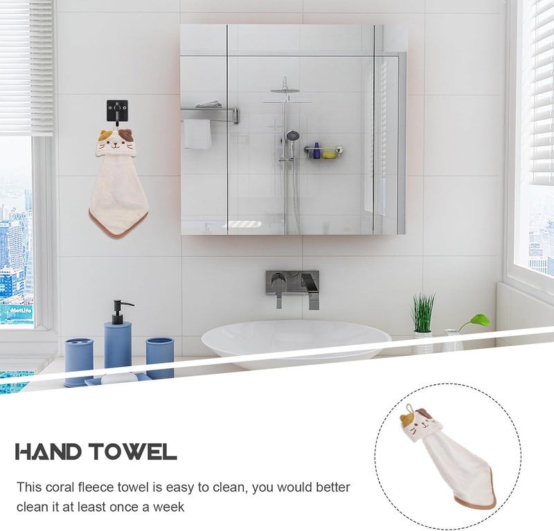 GANAZONO Hanging Coral Fleece Hand Towel White Fast Drying Water Absorbent Hand Towel for Bathroom and Kitchen - Image 3