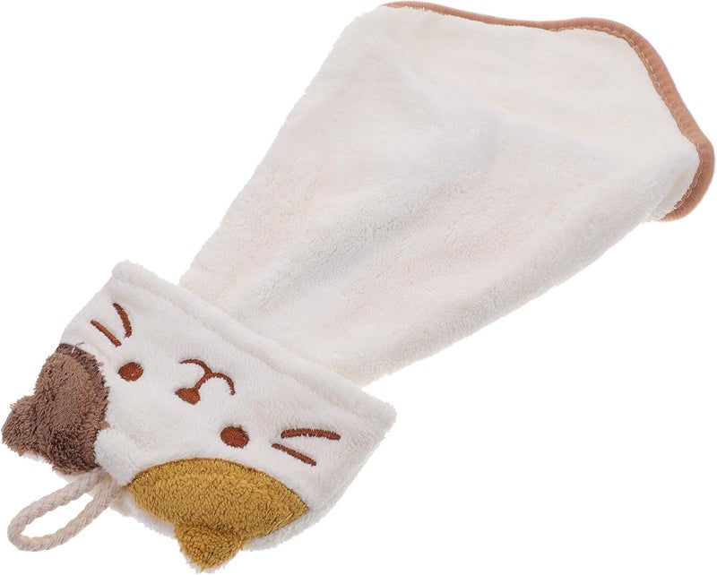 GANAZONO Hanging Coral Fleece Hand Towel White Fast Drying Water Absorbent Hand Towel for Bathroom and Kitchen - Image 1