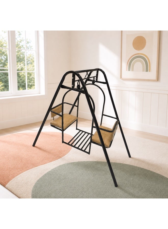 StarKids Double iron children's swing designed for gardens and home with a sturdy steel frame and facing seat design, measuring 130 cm (length) x 67 cm (width) x 119 cm (height). - Image 3