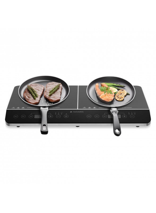 Navaris Navaris Double Induction Cooktop - Portable Dual Countertop Electric Stove Burner Cook-Top Hot Plate with 2 Hobs for Cooking - 24 x 14 x 3 Inches  - Image 1