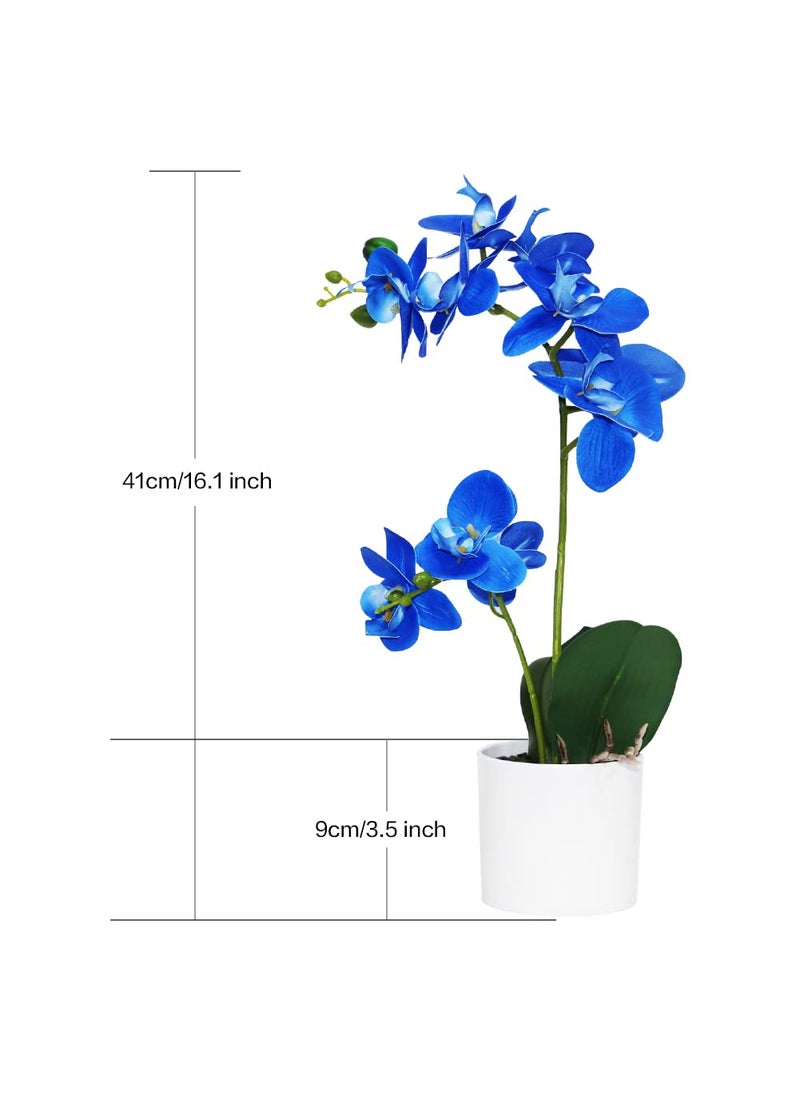 Omygarden Omygarden Blue Orchid Artificial Flowers in Pot  Fake Potted Orchid Flowers  Decoration for Home Office Wedding  - Image 2