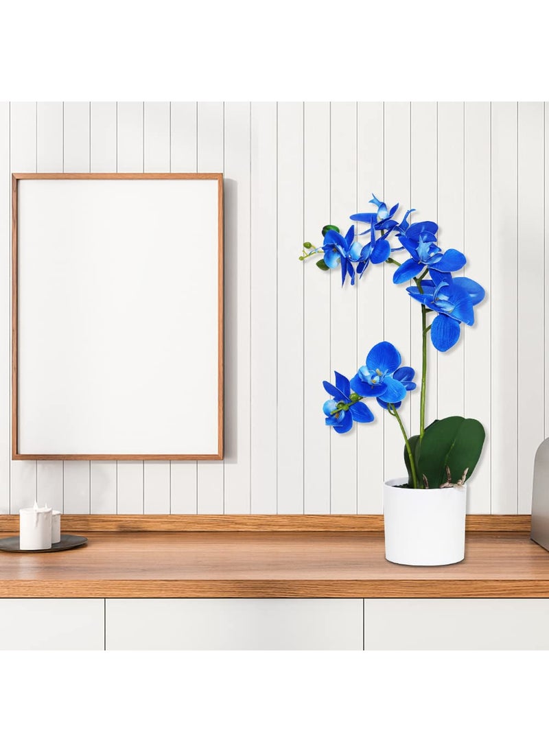 Omygarden Omygarden Blue Orchid Artificial Flowers in Pot  Fake Potted Orchid Flowers  Decoration for Home Office Wedding  - Image 5