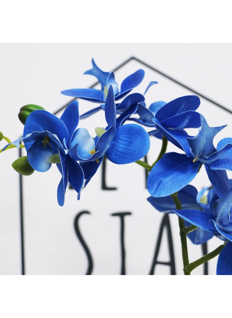 Omygarden Omygarden Blue Orchid Artificial Flowers in Pot  Fake Potted Orchid Flowers  Decoration for Home Office Wedding  - Image 3
