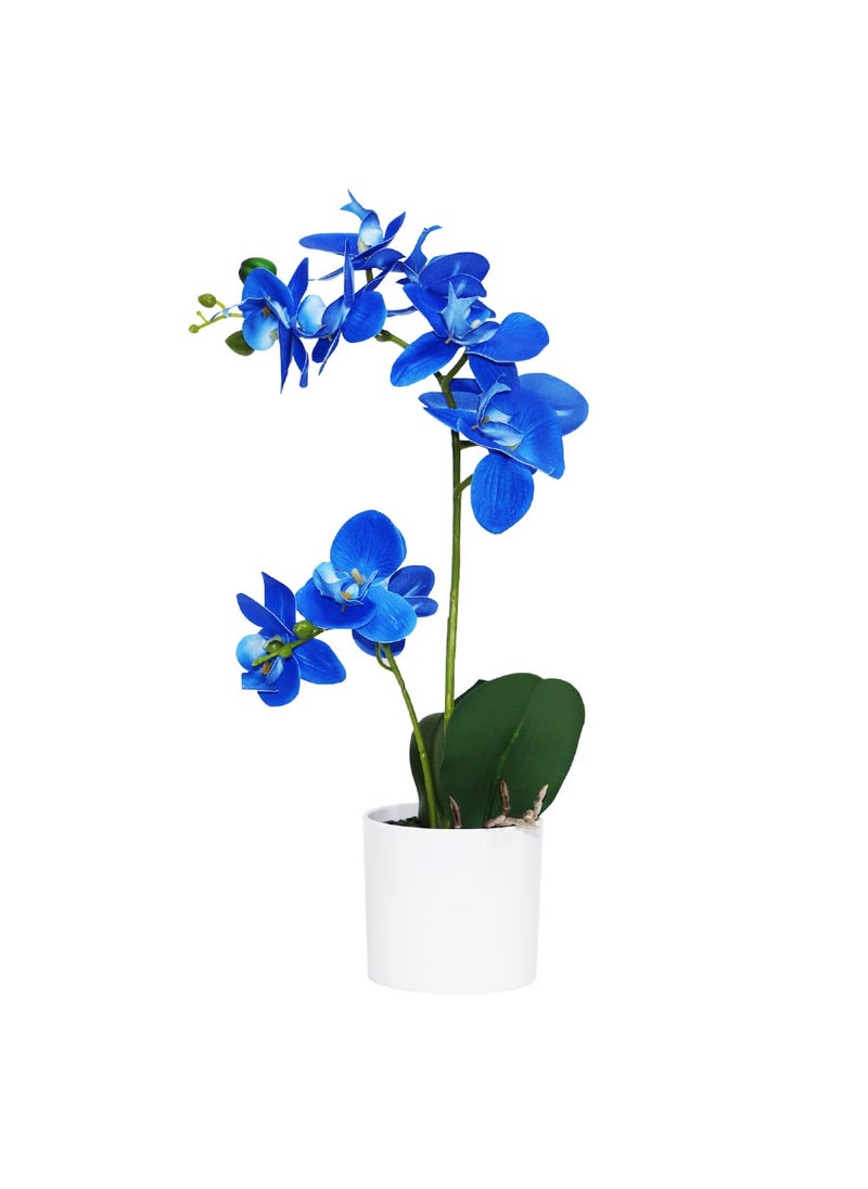 Omygarden Omygarden Blue Orchid Artificial Flowers in Pot  Fake Potted Orchid Flowers  Decoration for Home Office Wedding  - Image 1