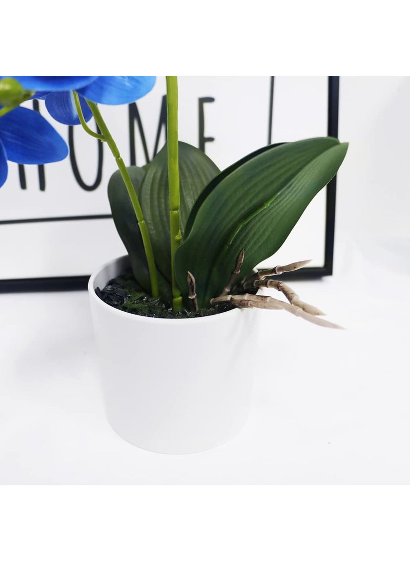 Omygarden Omygarden Blue Orchid Artificial Flowers in Pot  Fake Potted Orchid Flowers  Decoration for Home Office Wedding  - Image 4