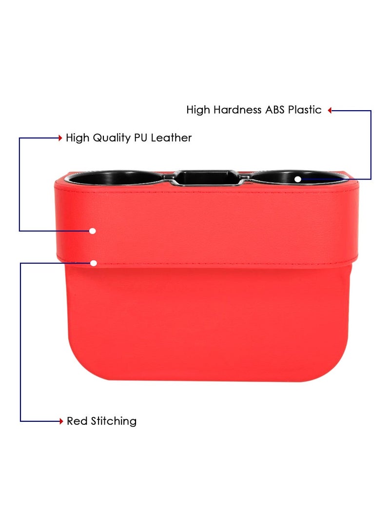 MOB 1Pcs Mobile Pen Car Seat Cup Holder , Car Drink Holder Front Seat Wedge Filler Console Organizer Red MOB-200 - Image 4