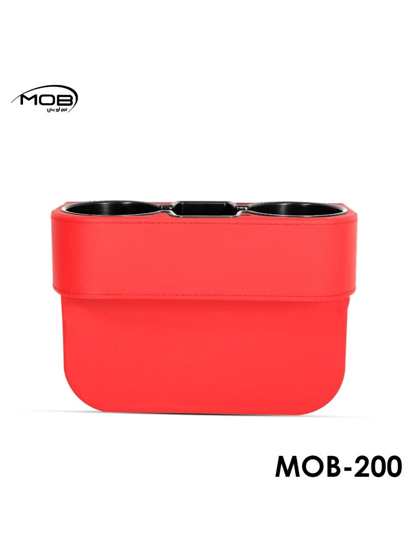 MOB 1Pcs Mobile Pen Car Seat Cup Holder , Car Drink Holder Front Seat Wedge Filler Console Organizer Red MOB-200 - Image 1