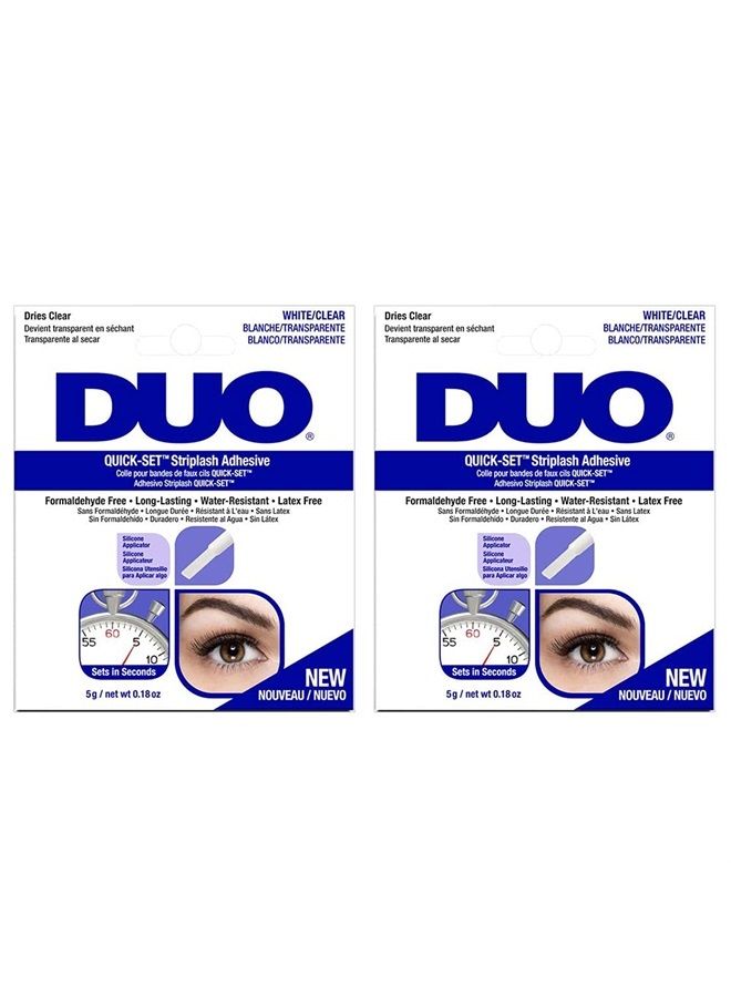 DUO Quick-Set Clear False Strip Lash Adhesive, Dries Invisible 0.18 oz x 2 Packs - Image 1