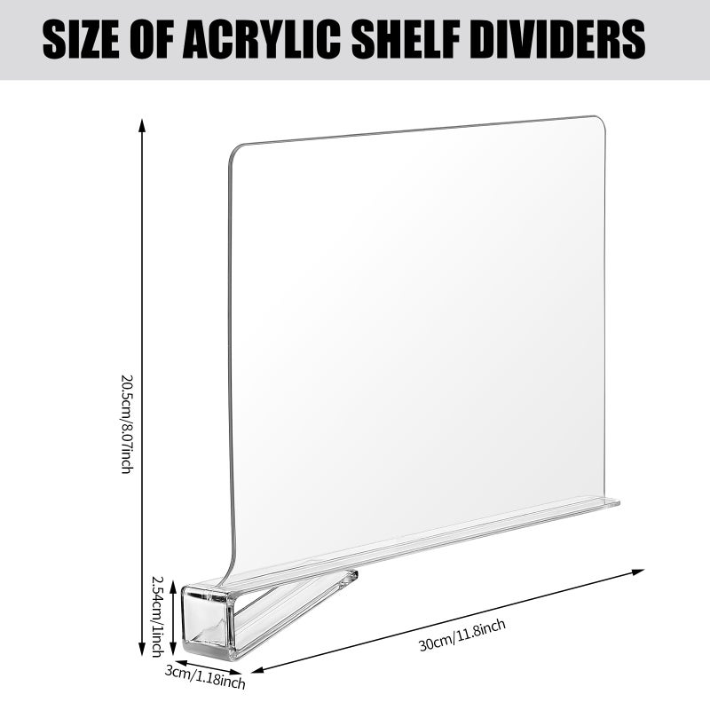 Boao 8 Pcs Shelf Dividers for Closet Organization Acrylic Clear Shelf Divider Purse Organizer Handbag Separator Bookshelf Divider for Closet Bedroom Kitchen Office Cabinet Bathroom - Image 2