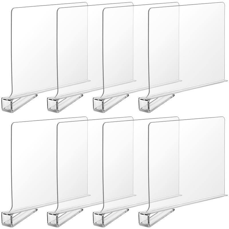 Boao 8 Pcs Shelf Dividers for Closet Organization Acrylic Clear Shelf Divider Purse Organizer Handbag Separator Bookshelf Divider for Closet Bedroom Kitchen Office Cabinet Bathroom - Image 1
