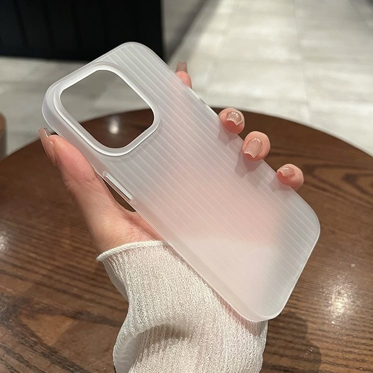 Semi-Transparent Frosted Corrugated Silicone Phone Case for Apple iPhone 15 Pro Max - Image 4