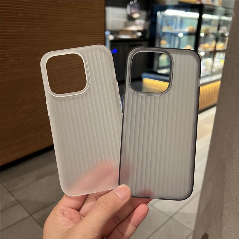 Semi-Transparent Frosted Corrugated Silicone Phone Case for Apple iPhone 15 Pro Max - Image 1
