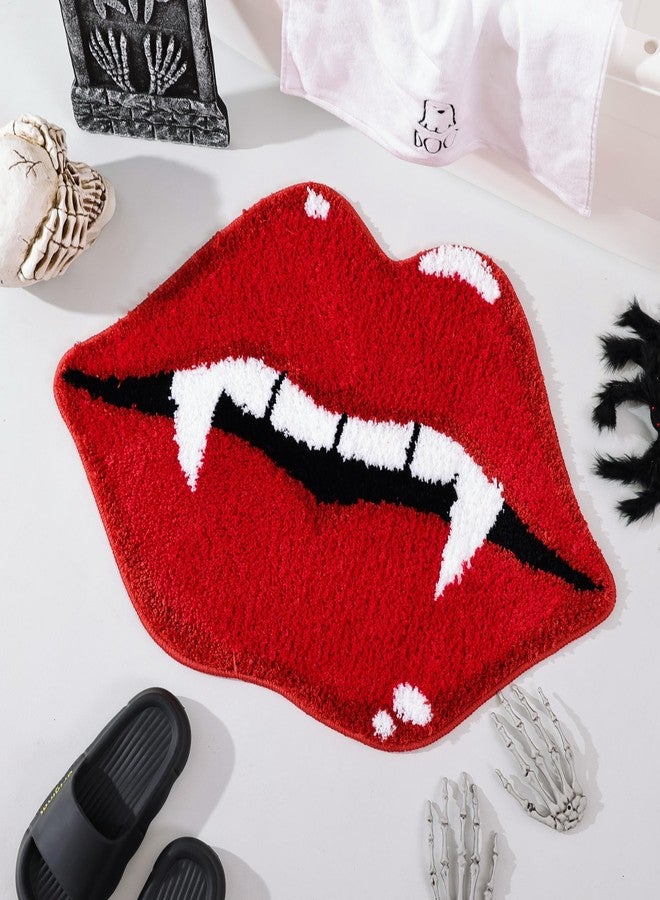 TRUEDAYS Halloween Bath Mat Evil Red Lip Halloween Bathroom Decor Rug Cute Fun Spooky Non Slip Absorbent Shower Rug for Bathroom, Bedroom, Living Home - Image 2