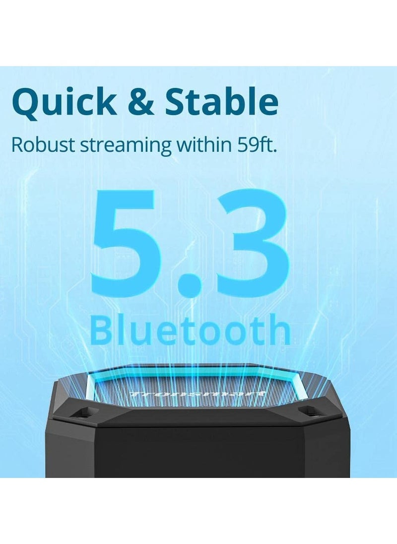ترونسمارت - مكبر صوت Tronsmart Groove 2 المحمول للاستخدام الخارجي، صوت جهير جذاب، أوضاع إضاءة متنوعة، بلوتوث V5.3، مقاوم للماء IPX7، أوضاع EQ مزدوجة، بطارية 2500 مللي أمبير، وقت تشغيل يصل إلى 18 ساعة، AUX، بطاقة TF - أسود - Image 1