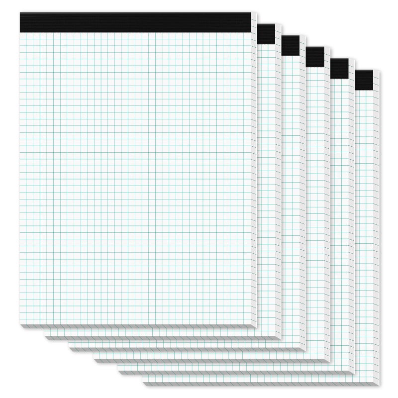 Zaviko Graph Paper Pads 8.5 x 11, 6 Pack, 4x4 Blue Quad Grid Paper Pad, White Quadrille Pad 8-1/2" x 11", Easy Tears Off, Grid Notebook 8.5 x 11, White 70 GSM Graft Paper, 30 Sheets/Pad - Image 1