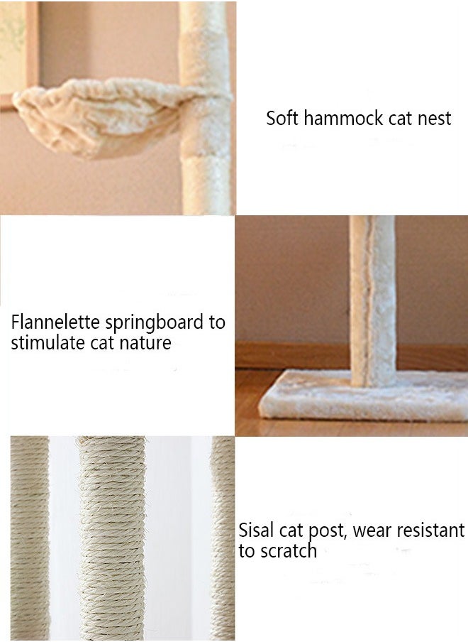 Yolu - 5-Tier Floor to Ceiling Cat Tree, Natural Sisal Rope Scratching Post Cat Tower Height Adjustable - Image 1