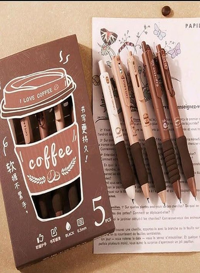 Lichie أقلام جل بنكهة قهوة الليتشي للكتابة، 5 قطع، قبضة مريحة، كتابة سلسة، تصميم كاواي، حبر أزرق - Image 5