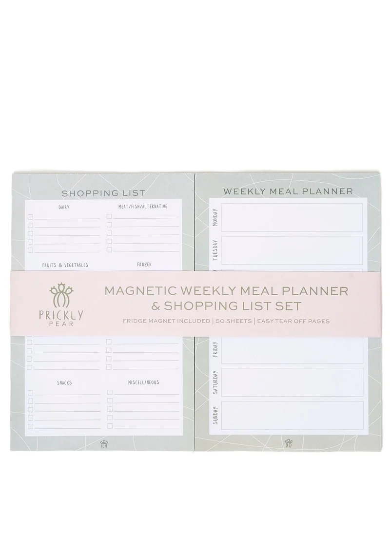 Prickly Pear Weekly Meal Planner & Shopping List With Magnetic Panel On The Back Of Each