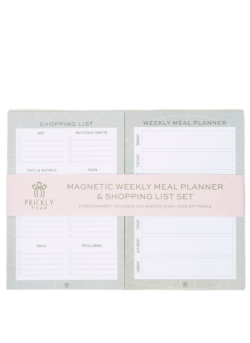 Prickly Pear Weekly Meal Planner & Shopping List With Magnetic Panel On The Back Of Each  - Image 1