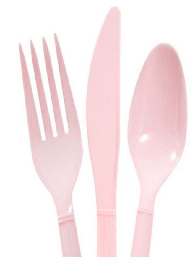 Party Red & Pink Heavy Duty Plastic Cutlery Sets - 16 Spoons, 16 Forks, 16 Knives - 2 packs of 48 each 96 pcs total - One Pink & One Red Pack - Image 3