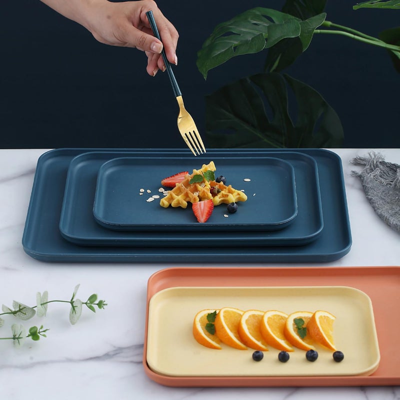 P-Plus International Large Serving Tray Rectangular Buffet Trays for Party, Turkey Platter Elegant Kitchen Buffet Tray Server Small and Large Food Serving Plate (25cm+31cm, Random Color, Pack of 2) - Image 4