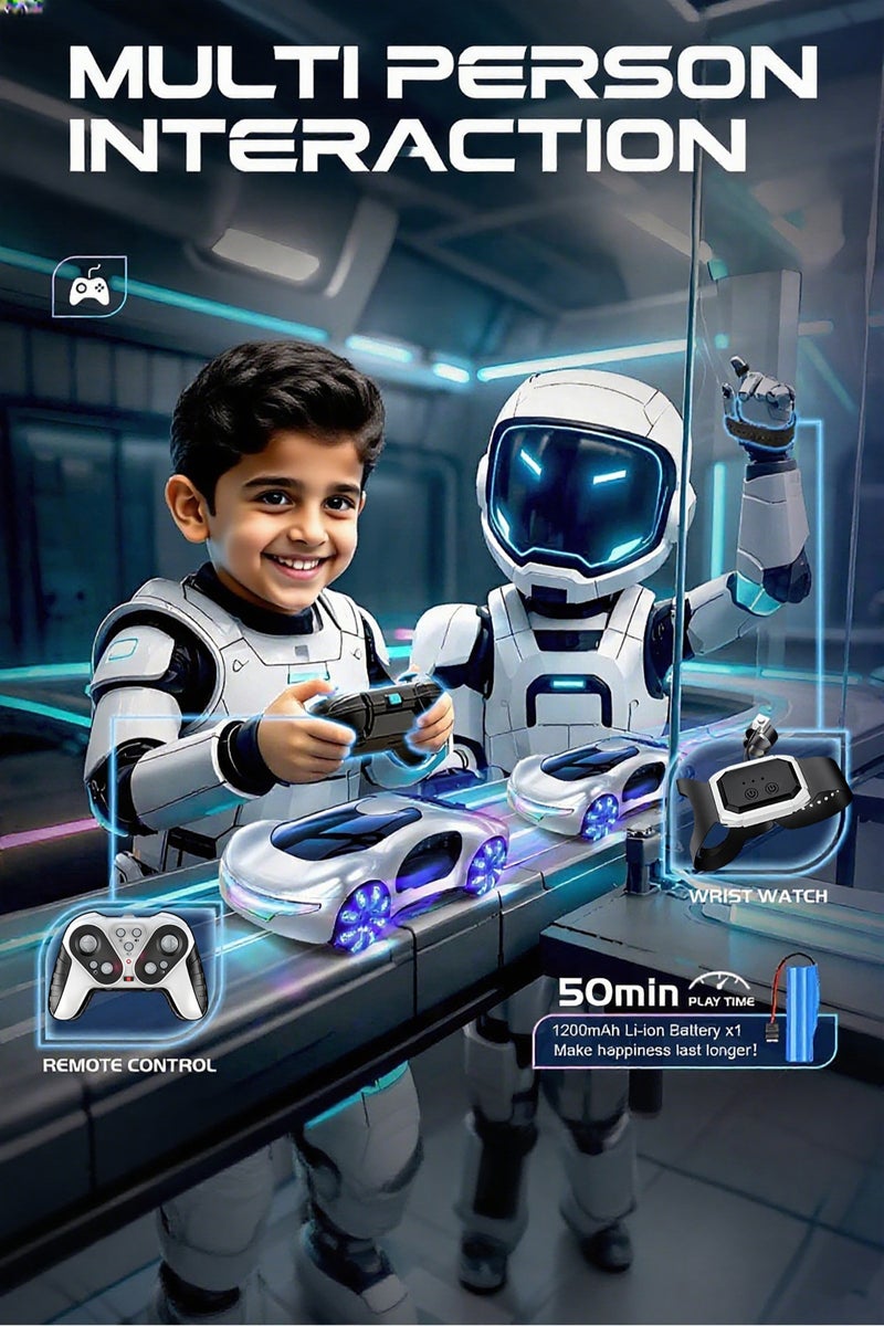 Mi VAZA Futuristic Remote Control Car, Gesture Sensing Rc Stunt Car with Light Spray & Sound, 360° Rotate 2.4GHz RC Cars Toy for Boys 8-12, Birthday Presents for Kids Age 8 9 10 11 12 13 14 (White) - Image 5