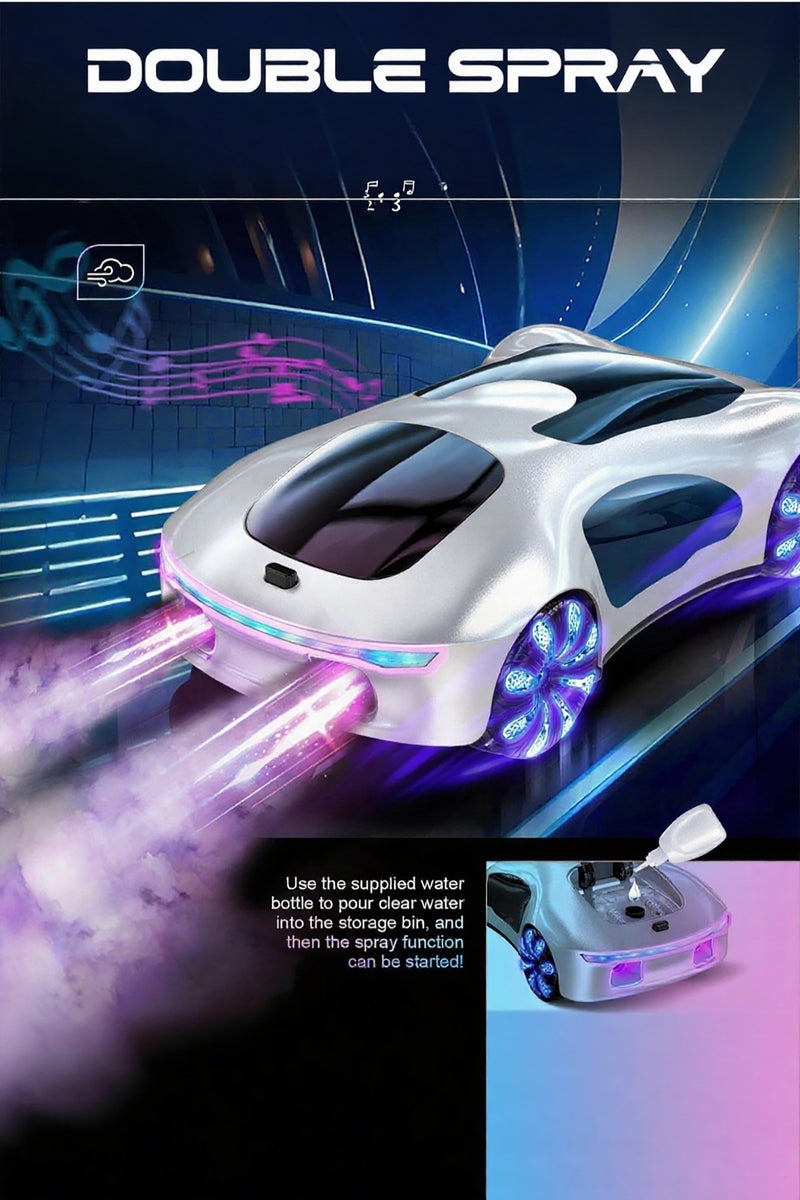 Mi VAZA Futuristic Remote Control Car, Gesture Sensing Rc Stunt Car with Light Spray & Sound, 360° Rotate 2.4GHz RC Cars Toy for Boys 8-12, Birthday Presents for Kids Age 8 9 10 11 12 13 14 (White) - Image 4