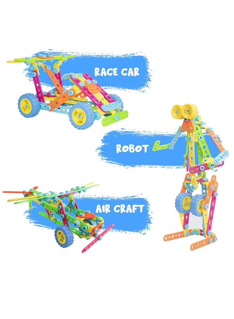 UKR Build & Play 10 Models Set – 179 Pieces Educational Building Toys for Kids – Includes Cars, Helicopter, Airplanes, Motorbike & More – STEM Creative Construction Kit for Early Learning & Problem Solving - Image 4