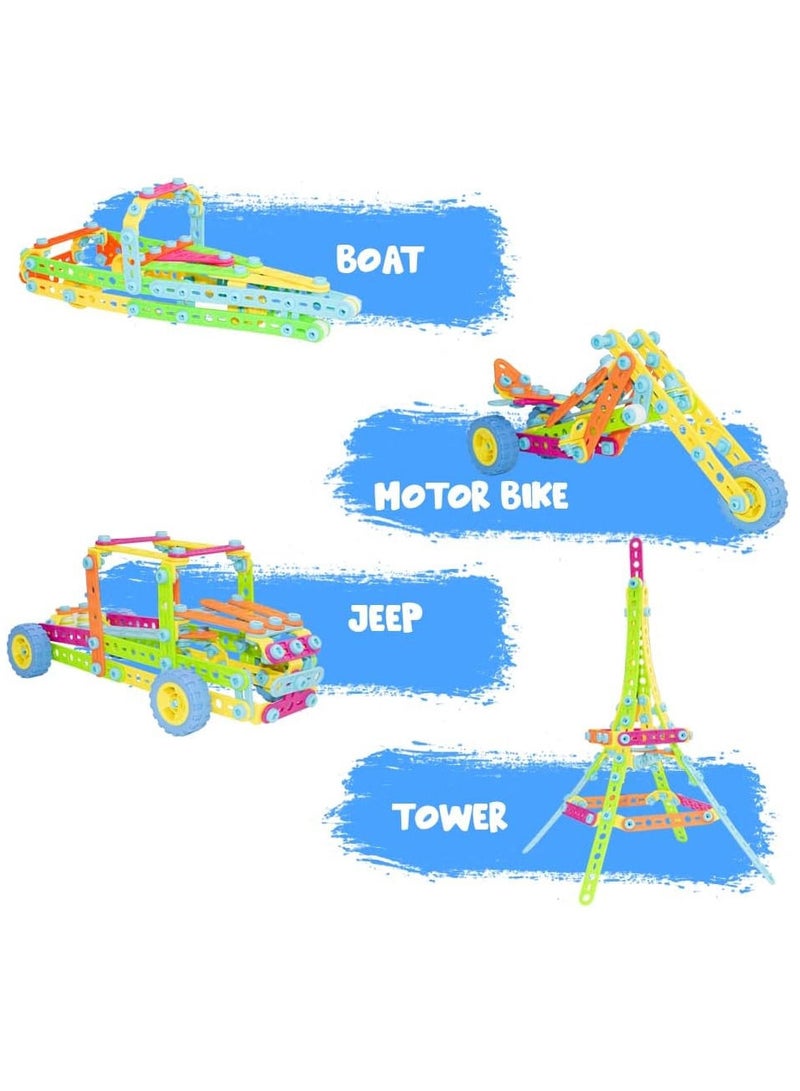 UKR Build & Play 10 Models Set – 179 Pieces Educational Building Toys for Kids – Includes Cars, Helicopter, Airplanes, Motorbike & More – STEM Creative Construction Kit for Early Learning & Problem Solving - Image 5
