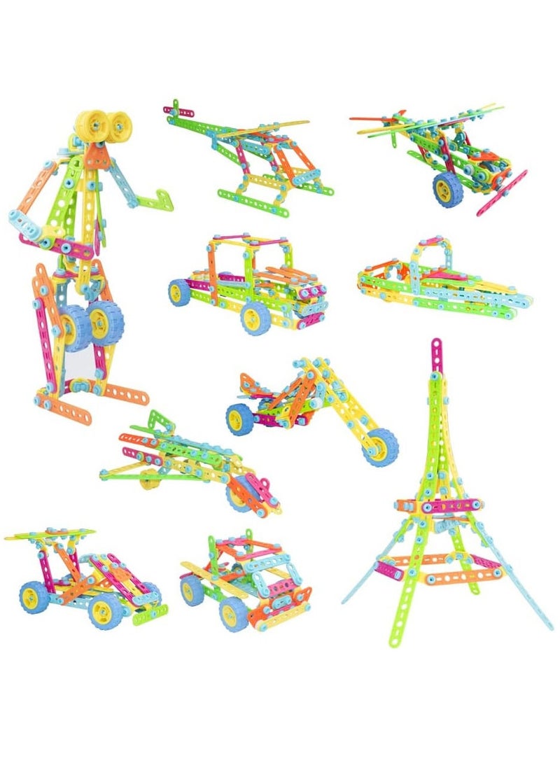 UKR Build & Play 10 Models Set – 179 Pieces Educational Building Toys for Kids – Includes Cars, Helicopter, Airplanes, Motorbike & More – STEM Creative Construction Kit for Early Learning & Problem Solving - Image 3