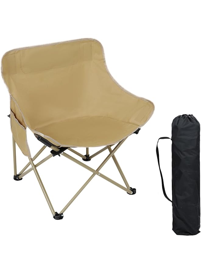 DAYONG Camping Chair, Portable Folding Outdoor Lawn Chair With Side Pockets, Lightweight Beach Arm Chair, For Camping, Hiking, Fishing, Backyard, Lawn, Garden (Khaki, Large) - Image 1