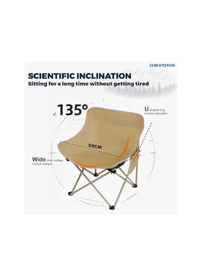 DAYONG Camping Chair, Portable Folding Outdoor Lawn Chair With Side Pockets, Lightweight Beach Arm Chair, For Camping, Hiking, Fishing, Backyard, Lawn, Garden (Khaki, Large) - Image 5
