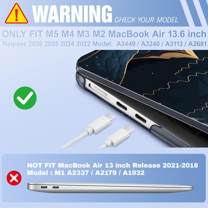 May Chen for M5 MacBook Air 13.6 Inch Case 2026 2025 2024-2022 Release M5 A3449 M4 A3240 M3 A3113 M2 A2681, Plastic Hard Shell Case for MacBook Air 13.6" with Retina Display, Starry Mountain - Image 2
