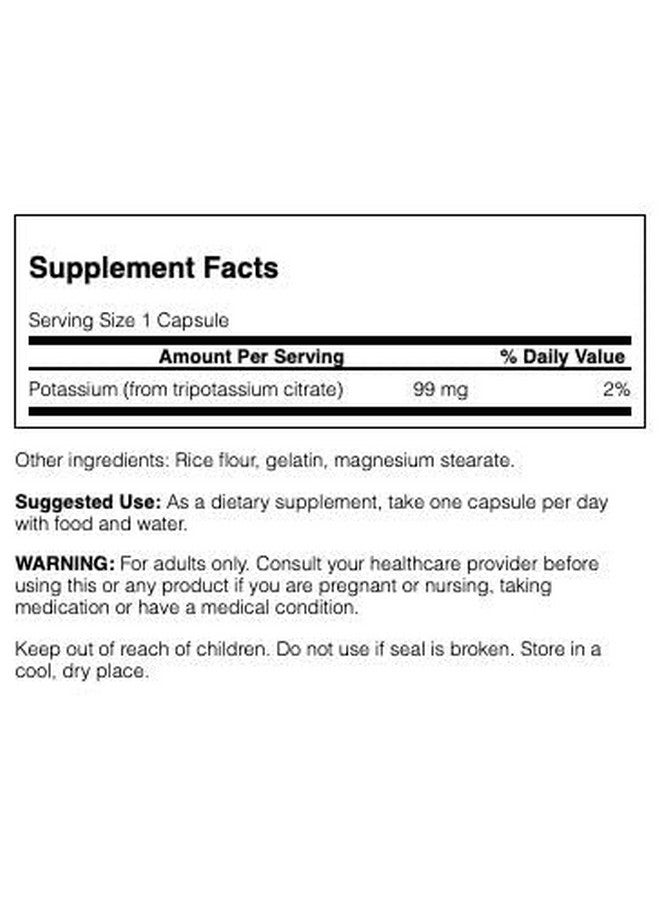Swanson Potassium Citrate - Mineral Supplement Promoting Heart Health & Energy Support - Aids Optimal Nerve & Kidney Function with Natural Ingredients - (120 Capsules, 99mg Each) (2 Pack) - Image 2