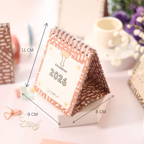 SCONY.G | Mini Desktop Calendar 2026 | 26 Pages, 9 * 11 CM | White Wiro | writable space in each months - Image 2