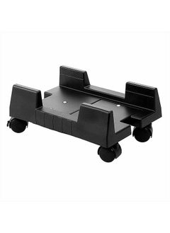Mobile Desktop Computer Floor Stand Rolling Wheels Adjustable Width PC Tower Holder (Black)