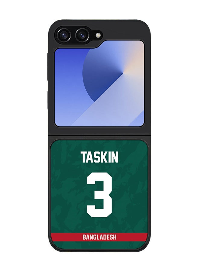 Stylizedd Rugged Black edge case for Samsung Galaxy Z Flip7 FE, Slim fit Case Flexible Anti Drop TPU Gel Thin Cover - Team Bangladesh Taskin Ahmed, Jersey No 3 - Image 1