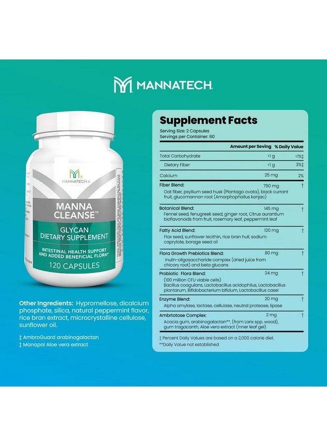 Mannatech Digestive Enzymes and Probiotics - Powered by Ambrotose Derived from The Aloe Vera Plant - Digestive and Colon Cleanser Helps Support Overall Gut Heath - MannaCleanse 120 Capsules - Image 2