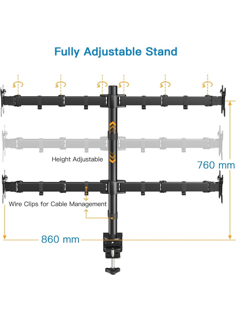 Heavy-Duty Quad Computer Monitor Mount - Professional Full-Articulation Multi-Screen Stand - Independent 4-Display Workspace Support System - Ergonomic Heavy-Duty Desktop Organizer - Image 4