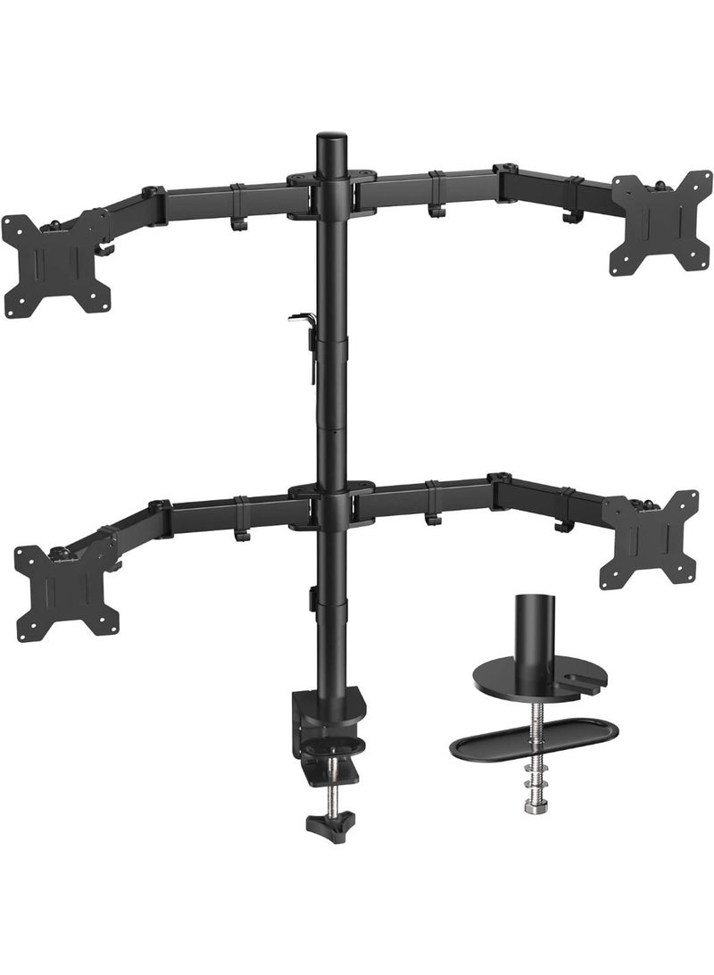 Heavy-Duty Quad Computer Monitor Mount - Professional Full-Articulation Multi-Screen Stand - Independent 4-Display Workspace Support System - Ergonomic Heavy-Duty Desktop Organizer - Image 1