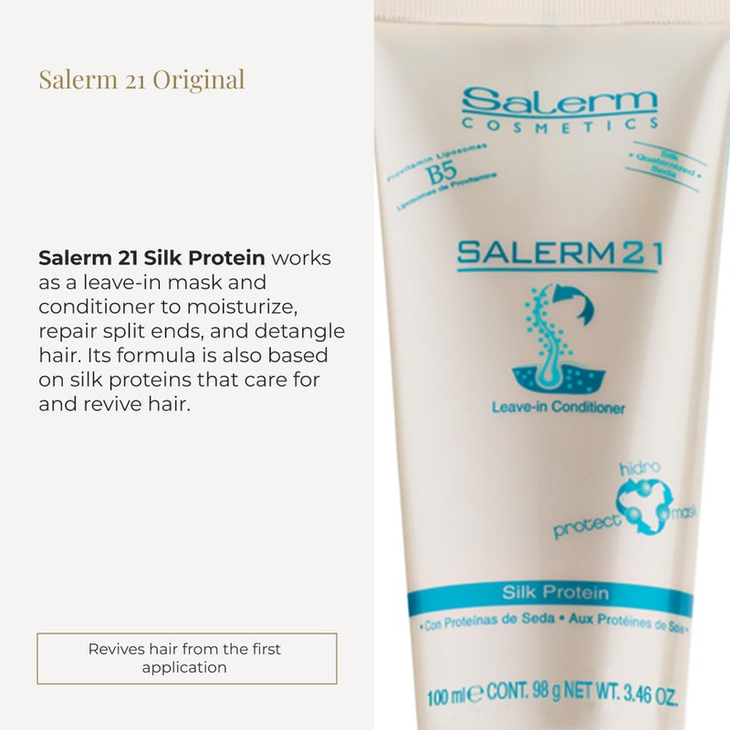 SALERM - Instant Hair Conditioner 21 Silk Protein - 100 ml - Leave-In or Rinse-Out Conditioner - with Silk Proteins - Heat Protector and Hydrating - Image 2
