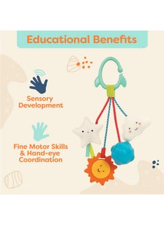 B. Toys B. Baby Baby Sensory Rattle Hanging Toys For Car Seat Stroller Crib Play Gym Soft & Crinkly Fun Activity For Infants Babies 3 Months +  - Image 2