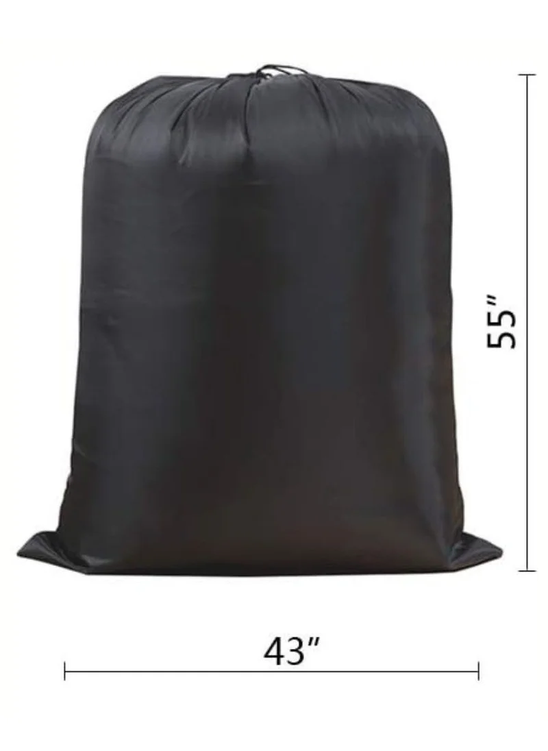 1Chase 1CHASE Super XXL Heavy Duty Oxford Dirty Clothes Travel Drawstring Bags Storage Sack, 55x43"Nylon Easy fit Laundry Hamper and Basket 110 X 140 CM (Machine Washable, Black) Pack of 2